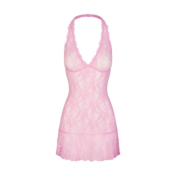 NWT Skims Sold Out Stretch Lace Halter Mini Dress - Medium - Picture 4 of 5